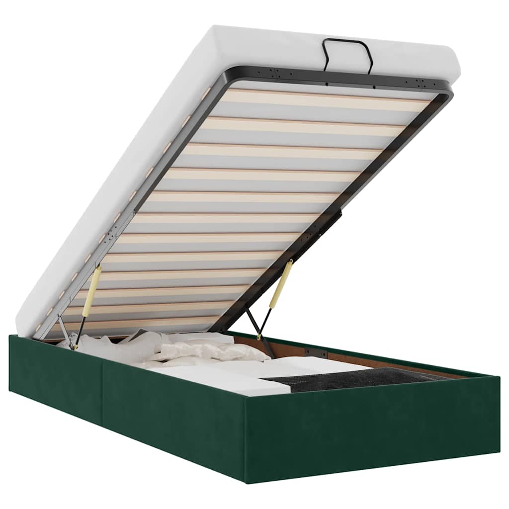 Lit Coffre/Sommier de rangement 90x190 cm velours