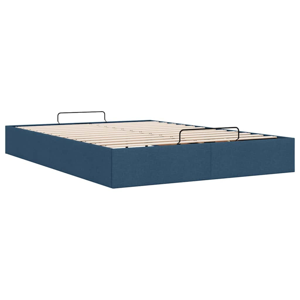 Lit Coffre/Sommier de rangement Bleu en tissu