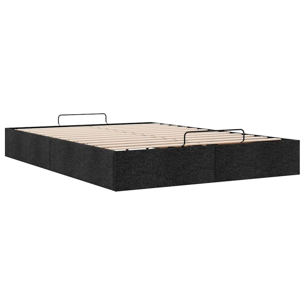 Lit Coffre/Sommier de rangement Noir en tissu