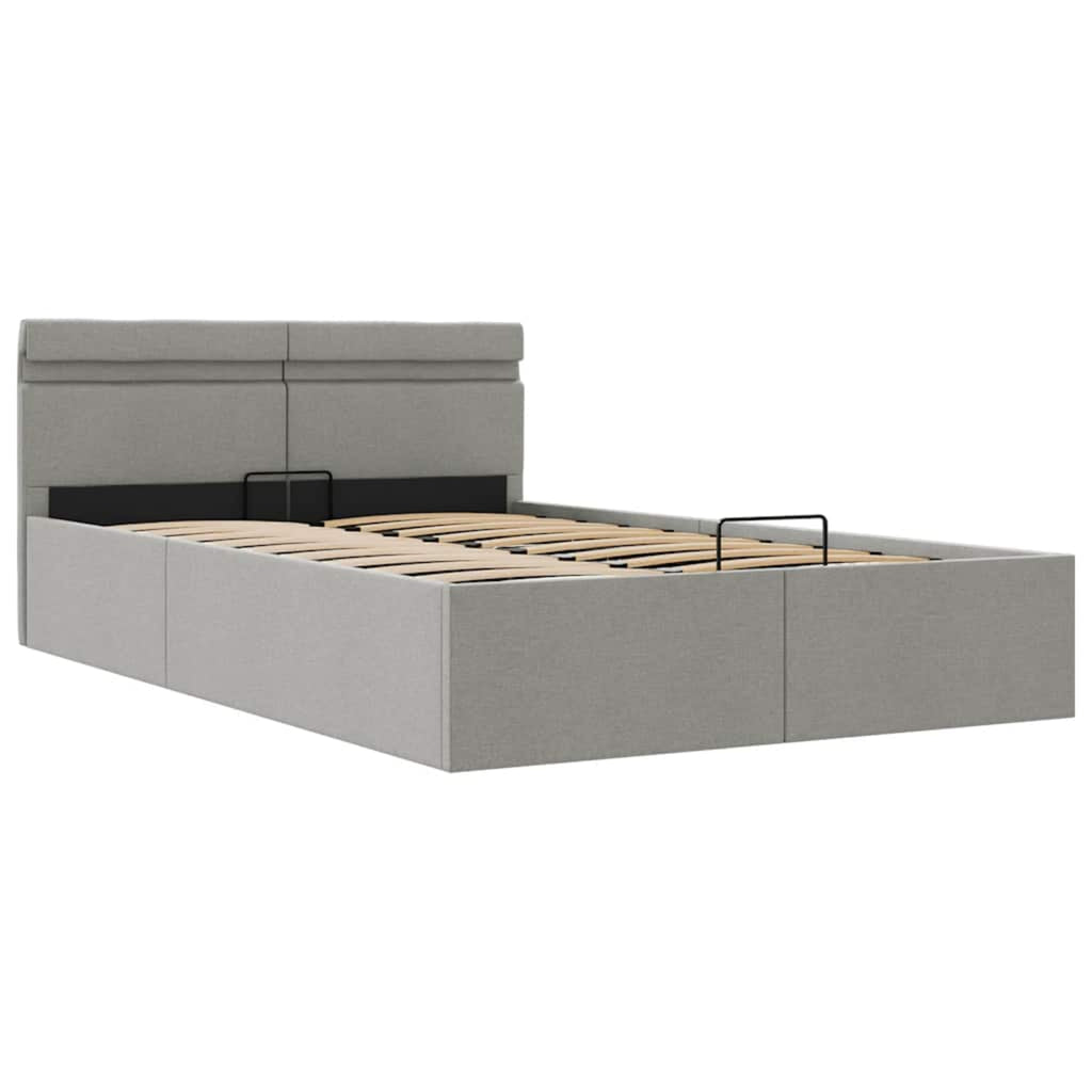 Lit coffre avec rangement hydraulique et LED – Gris clair