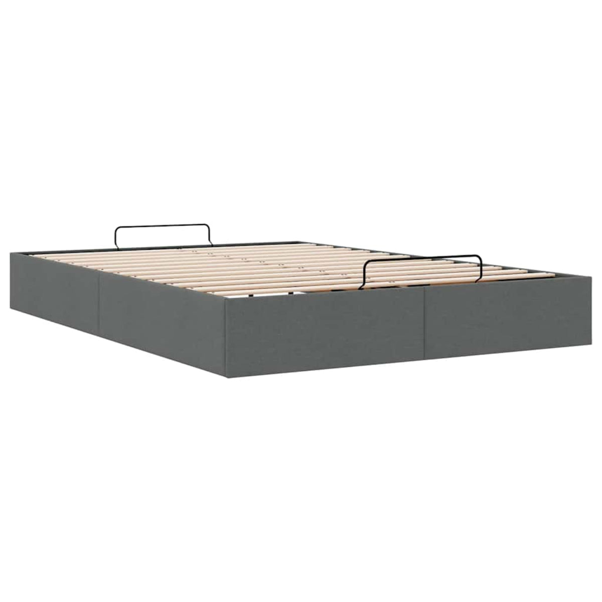 Lit Coffre/Sommier de rangement Gris foncé en tissu