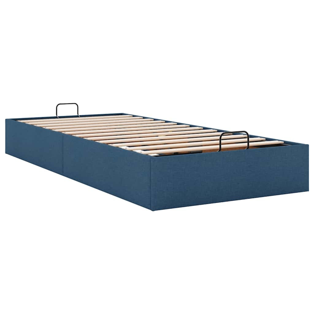 Lit Coffre/Sommier de rangement bleu en tissu 90x190cm 90x200cm