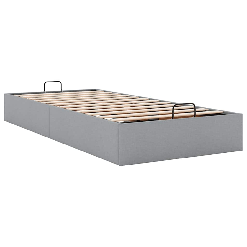 Lit Coffre/Sommier de rangement gris clair en tissu 90x190cm 90x200cm.