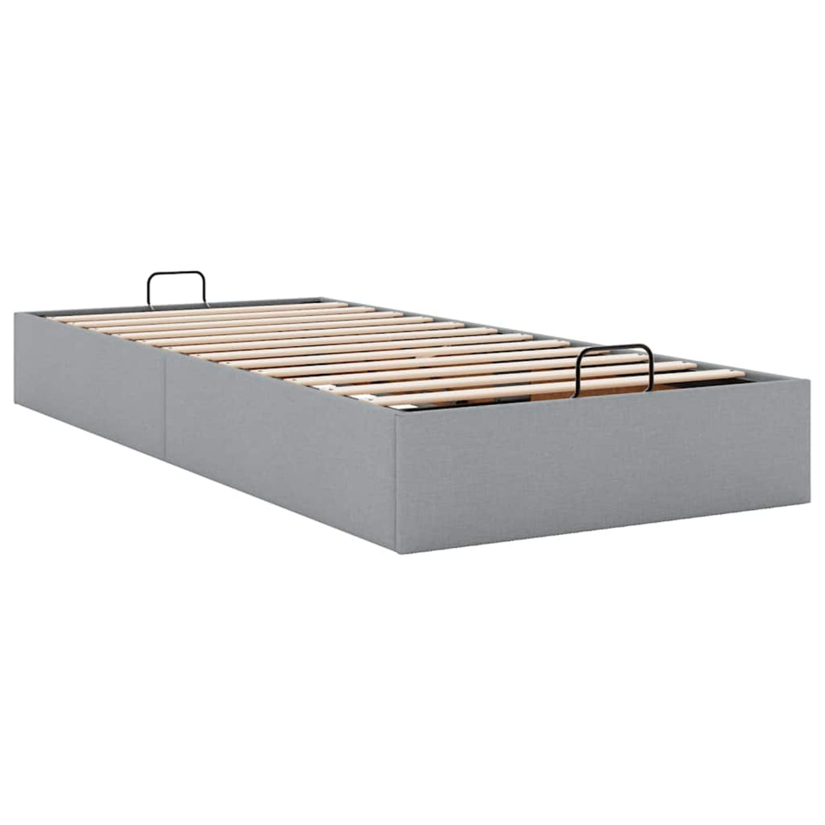 Lit Coffre/Sommier de rangement gris clair en tissu 90x190cm 90x200cm.