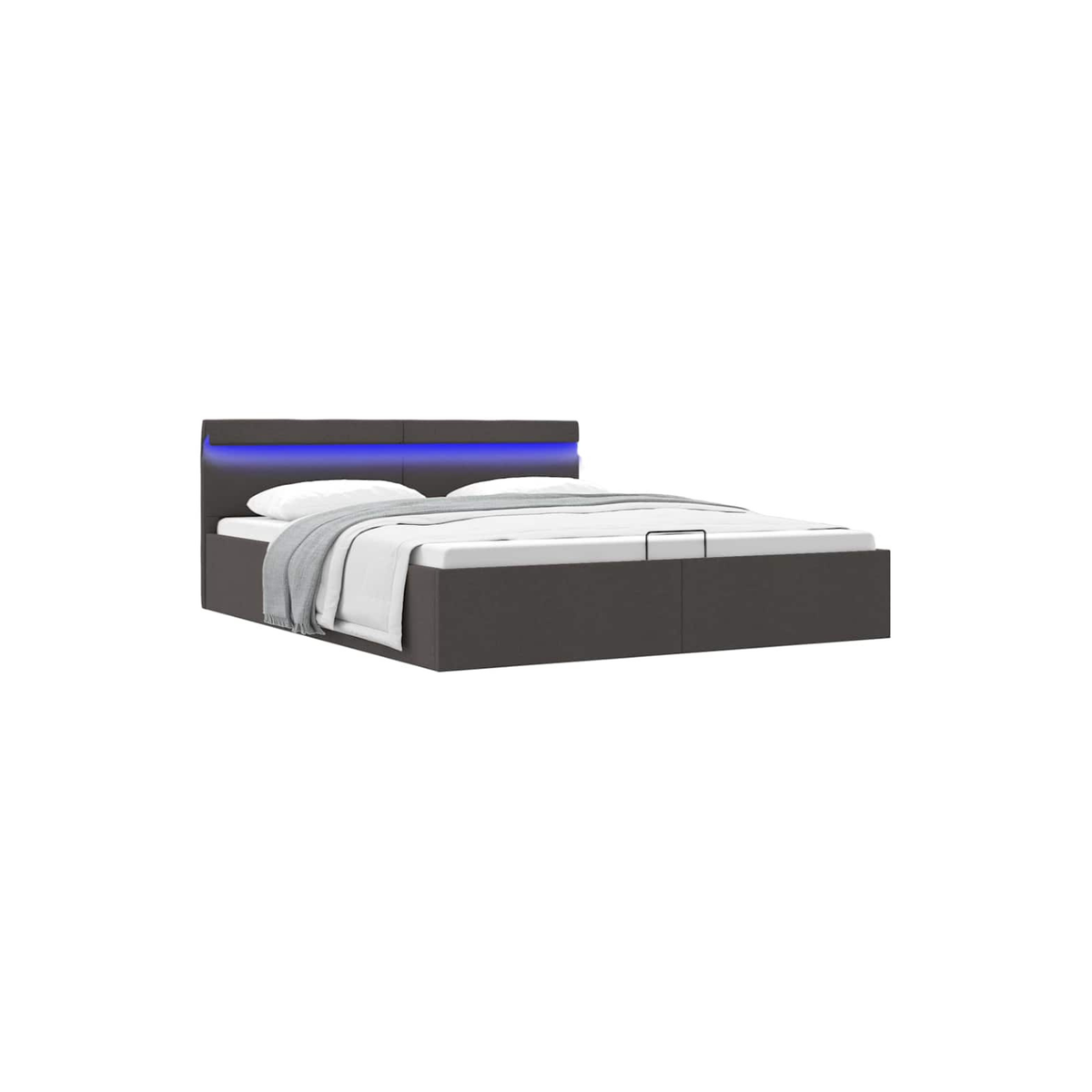 Lit coffre avec rangement hydraulique et LED – Gris foncé