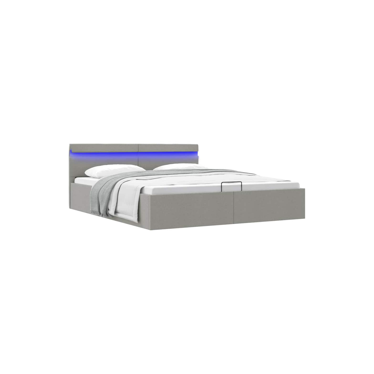 Lit coffre avec rangement hydraulique et LED – Gris clair