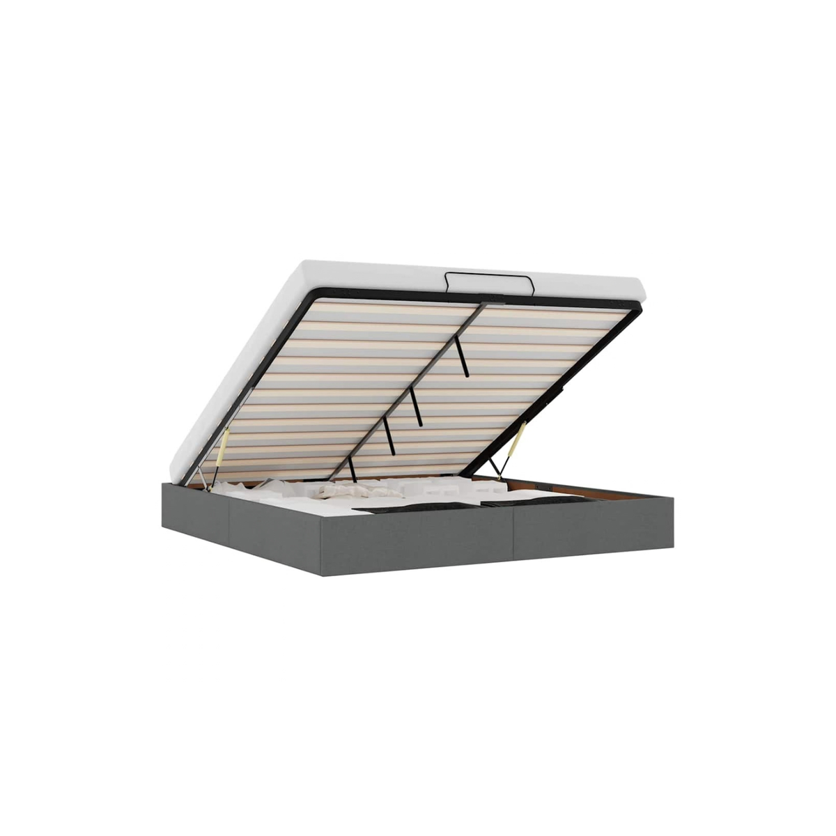 Lit Coffre/Sommier de rangement Gris foncé en tissu